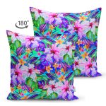 - Suet-K3662-Gorsel-1 - Realhomes Çift Taraflı mavi zeminli Rengarenk Çiçekler Modern Süet Yastık Kırlent Kılıfı Realhomes