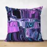 - Suet-K3665-Gorsel - Realhomes Çift Taraflı Mor zeminli 3D Dijital Baskılı Modern Süet Yastık Kırlent Kılıfı Realhomes