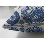 Çift Taraflı Mavi renkli Etnik Motifler Dijital Baskılı Modern Süet Yastık Kırlent Kılıfı Realhomes