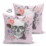 - Suet-K3672-Gorsel-1 - Realhomes Çift Taraflı Etnik Kurukafa Motifli Dijital Baskılı Modern Süet Yastık Kırlent Kılıfı Realhomes