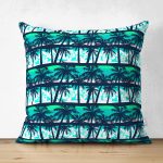 - Suet-K3680-Gorsel - Realhomes Çift Taraflı Palmiye Desenli Dijital Baskılı Modern Süet Yastık Kırlent Kılıfı Realhomes