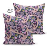 Çift Taraflı Etnik Çiçek Desenli Özel Tasarım Dijital Baskılı Modern Süet Yastık Kırlent Kılıfı Realhomes