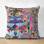 Çift Taraflı Multi Renkler Dijital Baskılı Modern Süet Yastık Kırlent Kılıfı Realhomes