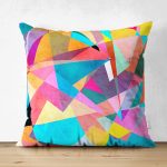 - Suet-K3698-Gorsel - Realhomes Çift Taraflı Renkli Üçgenler Dijital Baskılı Modern Süet Yastık Kırlent Kılıfı Realhomes