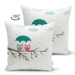 - Suet-K37-Gorsel-1 - Realhomes Çift Taraflı Sevimli Baykuşlar Dijital Baskılı Dekoratif Süet Yastık Kırlent Kılıfı Realhomes