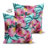 - Suet-K3703-Gorsel-1 - Realhomes Çift Taraflı mavi zeminli Rengarenk Çiçekler Modern Süet Yastık Kırlent Kılıfı Realhomes