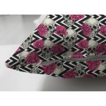 - Suet-K3711-Gorsel-2 - Realhomes Çift Taraflı Zikzak Zeminde İskelet Ve Gül Motifli Özel Tasarım Dijital Baskılı Modern Süet Yastık Kırlent Kılıfı Realhomes