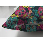 - Suet-K3718-Gorsel-2 - Realhomes Çift Taraflı Renkli İskelet Ve Gül Figürlü Özel Tasarım Dijital Baskılı Modern Süet Yastık Kırlent Kılıfı Realhomes