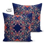 - Suet-K3723-Gorsel-1 - Realhomes Çift Taraflı Lacivert Zeminli Etnik Motifler Dijital Baskılı Modern Süet Yastık Kırlent Kılıfı Realhomes