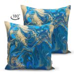 - Suet-K3740-Gorsel-1 - Realhomes Çift Taraflı Mavi Zeminli Altın Yaldızlı Dijital Baskılı Modern Süet Yastık Kırlent Kılıfı Realhomes