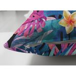 - Suet-K3745-Gorsel-2 - Realhomes Çift Taraflı Mavi Zeminde Rengarenk Çiçekler Modern Süet Yastık Kırlent Kılıfı Realhomes