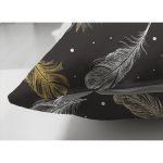 - Suet-K3752-Gorsel-2 - Realhomes Çift Taraflı Siyah Zeminde Gold tüyler Dijital Baskılı Modern Süet Yastık Kırlent Kılıfı Realhomes