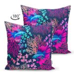 Çift Taraflı Mor Balık Desenli Özel Tasarım Dijital Baskılı Modern Süet Yastık Kırlent Kılıfı Realhomes