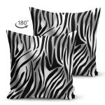 Çift Taraflı Zebra Desenli Dijital Baskılı Modern Süet Yastık Kırlent Kılıfı Realhomes