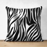 Çift Taraflı Zebra Desenli Dijital Baskılı Modern Süet Yastık Kırlent Kılıfı Realhomes
