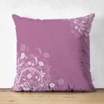 Çift Taraflı Lila zeminli Dijital Baskılı Modern Süet Yastık Kırlent Kılıfı Realhomes