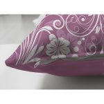 Çift Taraflı Lila zeminli Dijital Baskılı Modern Süet Yastık Kırlent Kılıfı Realhomes
