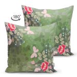 - Suet-K3766-Gorsel-1 - Realhomes Çift Taraflı Haki Zeminde Rengarenk Çiçekler Dijital Baskılı Modern Süet Yastık Kırlent Kılıfı Realhomes