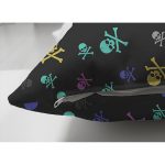 - Suet-K3771-Gorsel-2 - Realhomes Çift Taraflı Siyah Zeminde Renkli Motifler Dijital Baskılı Modern Süet Yastık Kırlent Kılıfı Realhomes