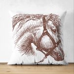 Çift Taraflı At Motifli Dijital Baskılı Dekoratif Süet Yastık Kırlent Kılıfı Realhomes