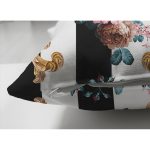 - Suet-K3801-Gorsel-2 - Realhomes Çift Taraflı Çizgili Zeminde Altın Ve Çiçek Desenli Özel Tasarım Dijital Baskılı Modern Süet Yastık Kırlent Kılıfı Realhomes