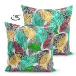 - Suet-K3804-Gorsel-1 - Realhomes Çift Taraflı Renkli yapraklar Dijital Baskılı Modern Süet Yastık Kırlent Kılıfı Realhomes