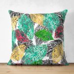 - Suet-K3804-Gorsel - Realhomes Çift Taraflı Renkli yapraklar Dijital Baskılı Modern Süet Yastık Kırlent Kılıfı Realhomes