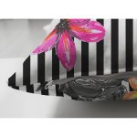 - Suet-K3805-Gorsel-2 - Realhomes Çift Taraflı Çizgili Zeminde Rengarenk Çiçekler Dijital Baskılı Modern Süet Yastık Kırlent Kılıfı Realhomes