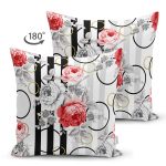- Suet-K3809-Gorsel-1 - Realhomes Çift Taraflı Beyaz Zeminde Kırmızı Çiçekler Dijital Baskılı Modern Süet Yastık Kırlent Kılıfı Realhomes