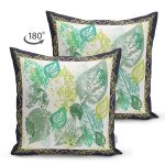 - Suet-K3810-Gorsel-1 - Realhomes Çift Taraflı Beyaz Zeminde Renkli Yapraklar Dijital Baskılı Modern Süet Yastık Kırlent Kılıfı Realhomes