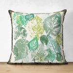 - Suet-K3810-Gorsel - Realhomes Çift Taraflı Beyaz Zeminde Renkli Yapraklar Dijital Baskılı Modern Süet Yastık Kırlent Kılıfı Realhomes