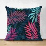 - Suet-K3812-Gorsel - Realhomes Çift Taraflı Renkli yapraklar Dijital Baskılı Modern Süet Yastık Kırlent Kılıfı Realhomes