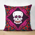 - Suet-K3816-Gorsel - Realhomes Çift Taraflı Renkli İskelet Özel Seri Dijital Baskılı Modern Süet Yastık Kırlent Kılıfı Realhomes