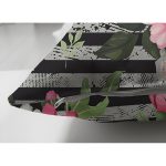 Çift Taraflı Çizgili Zeminde Rengarenk Çiçekler Dijital Baskılı Modern Süet Yastık Kırlent Kılıfı Realhomes