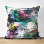 - Suet-K3820-Gorsel - Realhomes Çift Taraflı Renkli Mozaik Motifli Dijital Baskılı Modern Süet Yastık Kırlent Kılıfı Realhomes