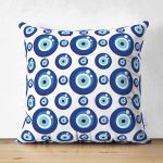 - Suet-K3823-Gorsel - Realhomes Çift Taraflı Nazar Boncuğu Motifli Dijital Baskılı Modern Süet Yastık Kırlent Kılıfı Realhomes