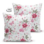 - Suet-K3824-Gorsel-1 - Realhomes Çift Taraflı Beyaz Zeminde Pembe Çiçekler Dijital Baskılı Modern Süet Yastık Kırlent Kılıfı Realhomes