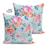 - Suet-K3826-Gorsel-1 - Realhomes Çift Taraflı Açık Mavi Zeminde Rengarenk Çiçekler Dijital Baskılı Modern Süet Yastık Kırlent Kılıfı Realhomes