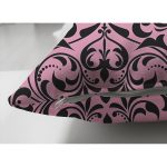 Çift Taraflı Pembe Zeminde Siyah Motifler Dijital Baskılı Modern Süet Yastık Kırlent Kılıfı Realhomes