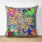 Çift Taraflı Etnik Motifli Dijital Baskılı Modern Süet Yastık Kırlent Kılıfı Realhomes