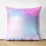 - Suet-K3850-Gorsel - Realhomes Çift Taraflı Silik Zeminde Beyaz Çiçek Motifli Tasarım Dijital Baskılı Modern Süet Yastık Kırlent Kılıfı Realhomes