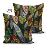 - Suet-K3852-Gorsel-1 - Realhomes Çift Taraflı Renkli yapraklar Dijital Baskılı Modern Süet Yastık Kırlent Kılıfı Realhomes