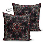 - Suet-K3860-Gorsel-1 - Realhomes Çift Taraflı Etnik Kilim Desenli Özel Tasarım Dijital Baskılı Modern Süet Yastık Kırlent Kılıfı Realhomes