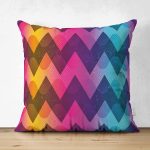 - Suet-K3872-Gorsel - Realhomes Çift Taraflı Renkli Zikzak Desenli Dijital Baskılı Modern Süet Yastık Kırlent Kılıfı Realhomes