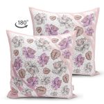- Suet-K3880-Gorsel-1 - Realhomes Çift Taraflı Pembe Puanlı Zeminde Çiçekli Özel Tasarım Dijital Baskılı Modern Süet Yastık Kırlent Kılıfı Realhomes
