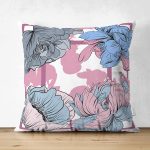 - Suet-K3882-Gorsel - Realhomes Çift Taraflı Çiçek Desenli Özel Tasarım Dijital Baskılı Modern Süet Yastık Kırlent Kılıfı Realhomes