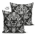 - Suet-K3885-Gorsel-1 - Realhomes Çift Taraflı Siyah Zeminde Damask Özel Tasarım Dijital Baskılı Modern Süet Yastık Kırlent Kılıfı Realhomes