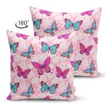 - Suet-K3886-Gorsel-1 - Realhomes Çift Taraflı Kelebek Ve Gül Motifli Dijital Baskılı Özel Tasarım Modern Süet Yastık Kırlent Kılıfı Realhomes