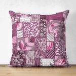 - Suet-K3889-Gorsel - Realhomes Çift Taraflı Patchwork Desen Dijital Baskılı Modern Süet Yastık Kırlent Kılıfı Realhomes