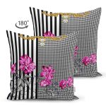 - Suet-K3903-Gorsel-1 - Realhomes Çift Taraflı Çizgili Kaz Ayaklı Zeminde Çiçek Desenli Özel Tasarım Dijital Baskılı Modern Süet Yastık Kırlent Kılıfı Realhomes